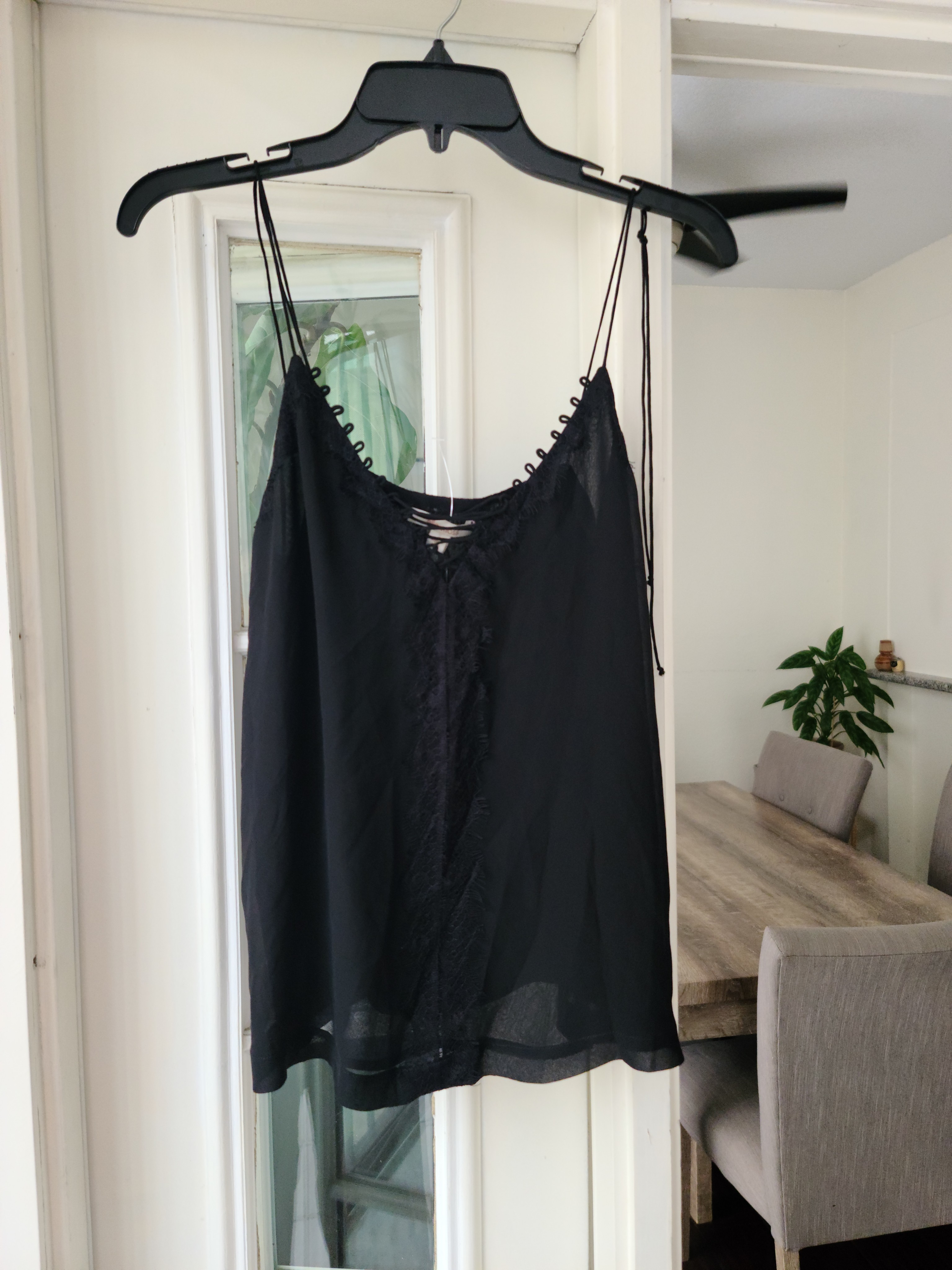 Ella Moss Black Lace-Trim Cami Tank